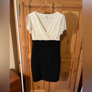 Elegant Black and Cream Mini Dress, women’s size 6, Enfocus Studio